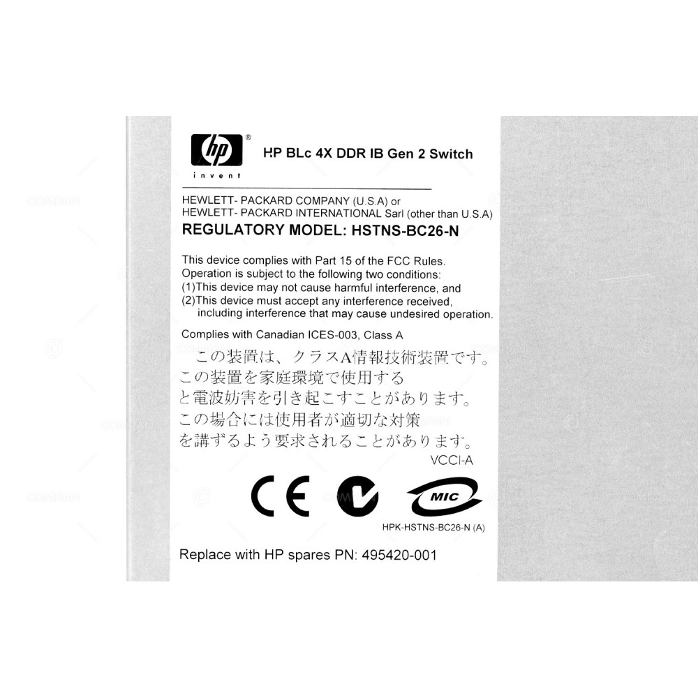 495420-001 HP  4X DDR QDR,IB INFINIBAND SWITCH MODULE